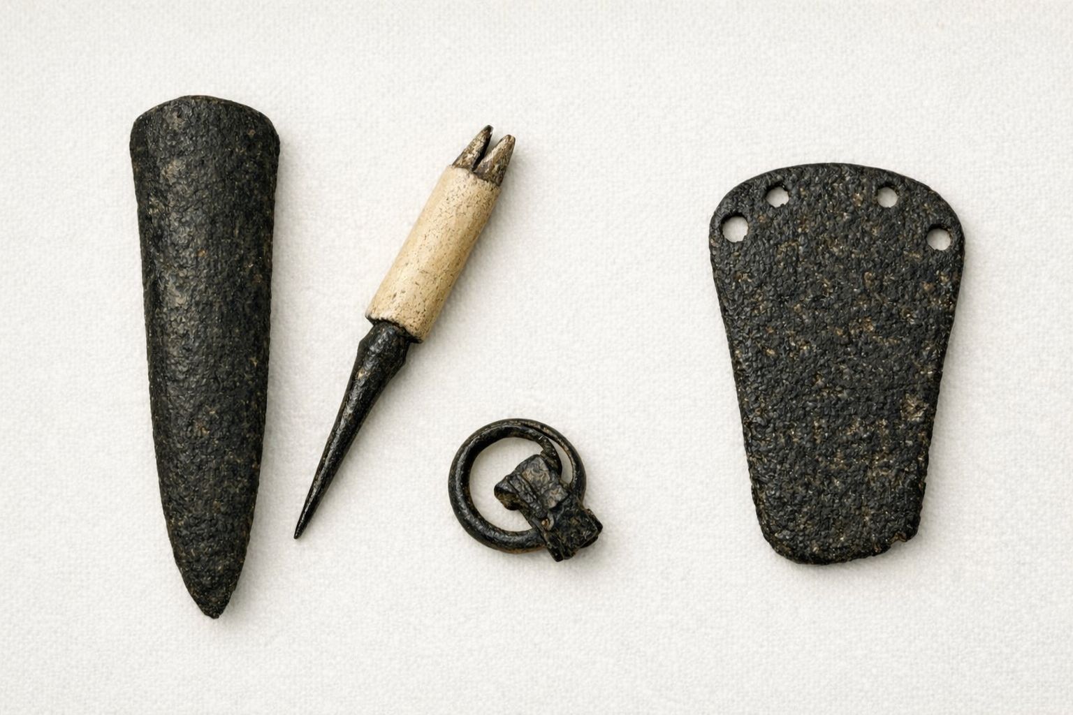 Vier Fundobjekte aus der Rothesteinhöhle von 1953