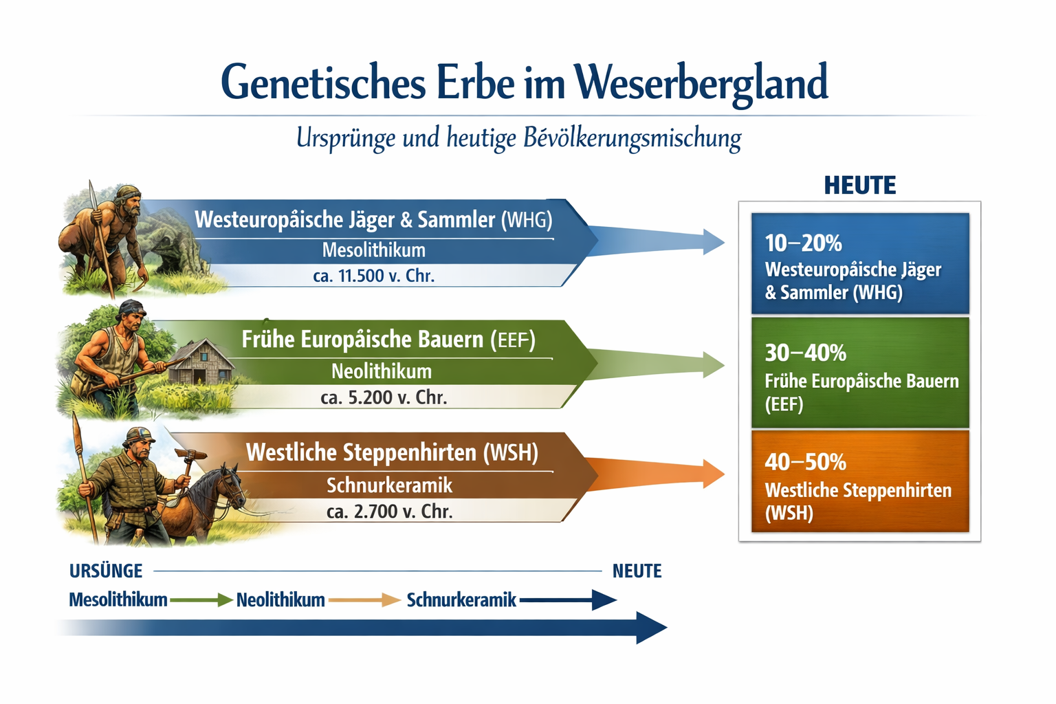 Übersicht der Urpopulationen und genetischen Anteile