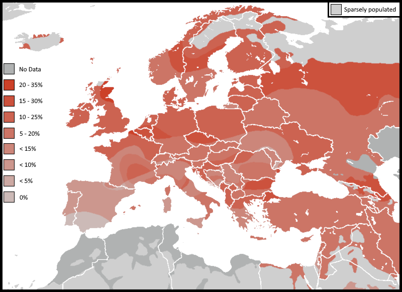 Genanteile der westlichen Steppenhirten