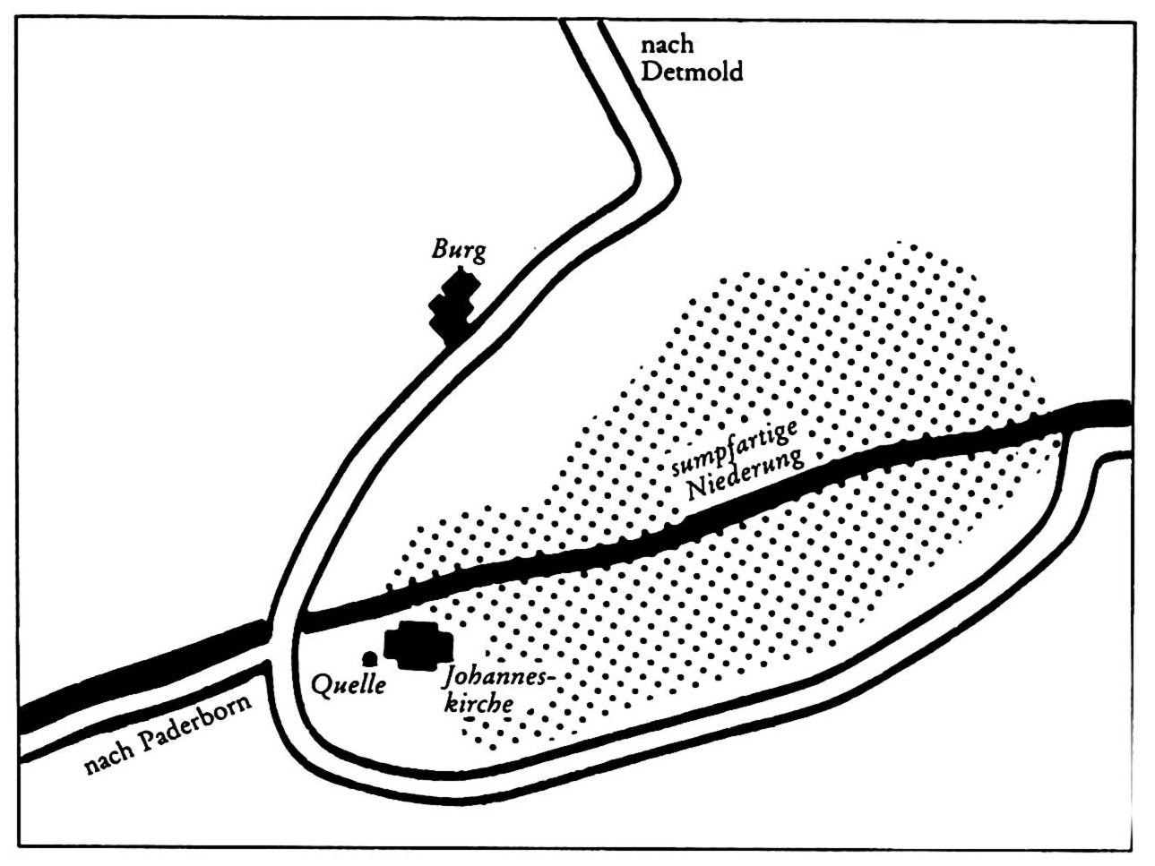 Schematische Karte der Lage von Horn vor Stadtgründung.